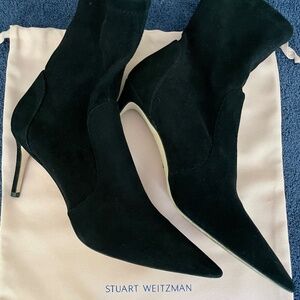 Stuart Weizman Black Suede Sock Booties